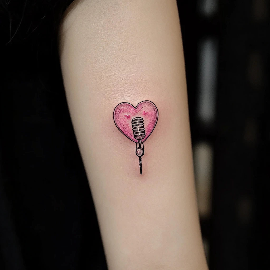 Tatuaje Microfono corazon